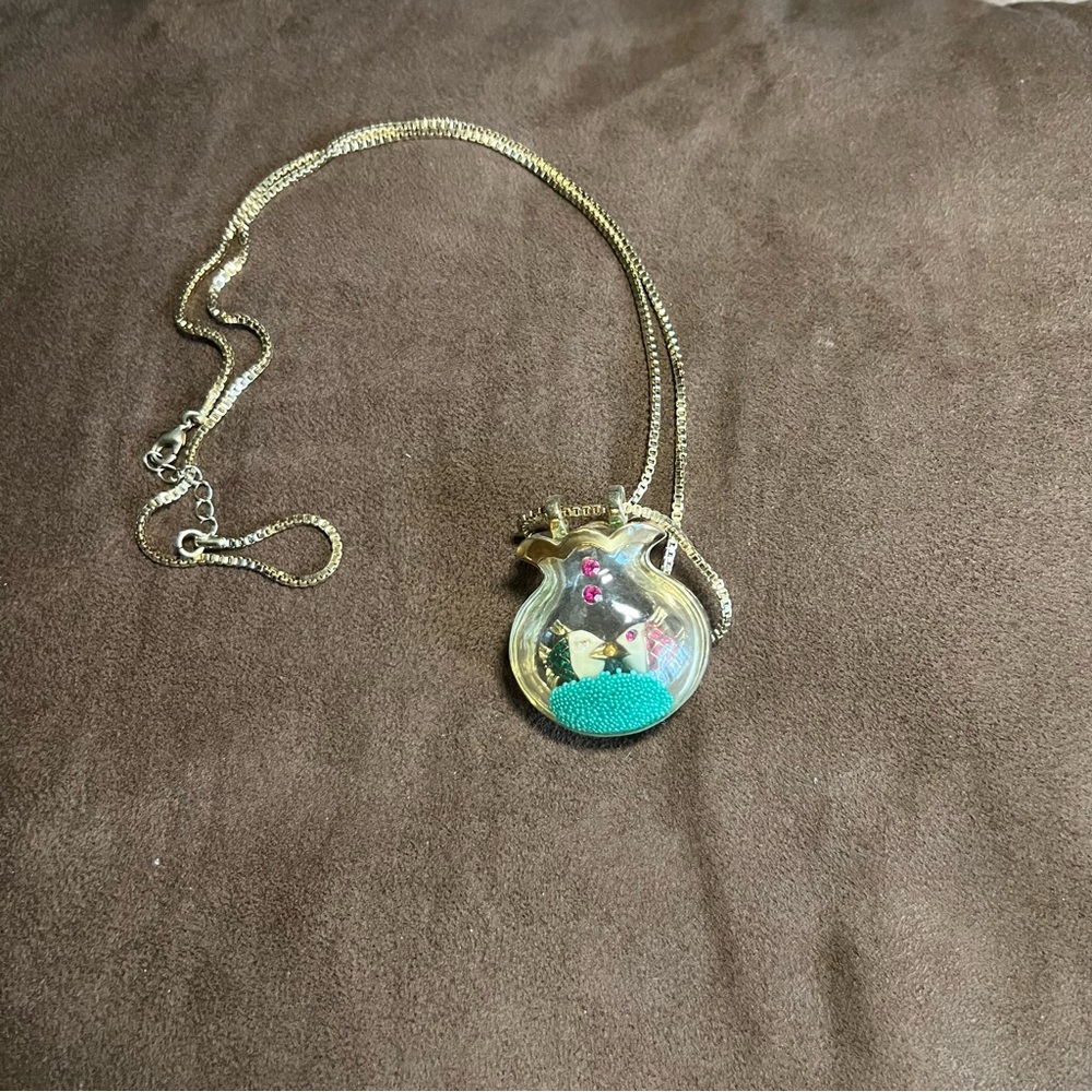 Betsey Johnson kissing fishbowl necklace